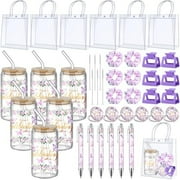 Boao 6 Set Baby Shower Game Prizes for Player Winners Tumblers with Lids Straws Mirrors Hair Scrunchies Pens Hair Clips Gift Bags for Baby Bridal Shower Wedding Game Favors(Purple Butterfly)