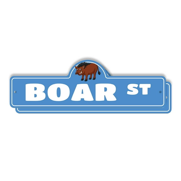 Boar (2 Pack) Plastic Street Sign - 6 Inch X 18 Inch Gift Wild Animal Forest Pig Tusks Hunting Outdoor Nature Rustic Tough Survival