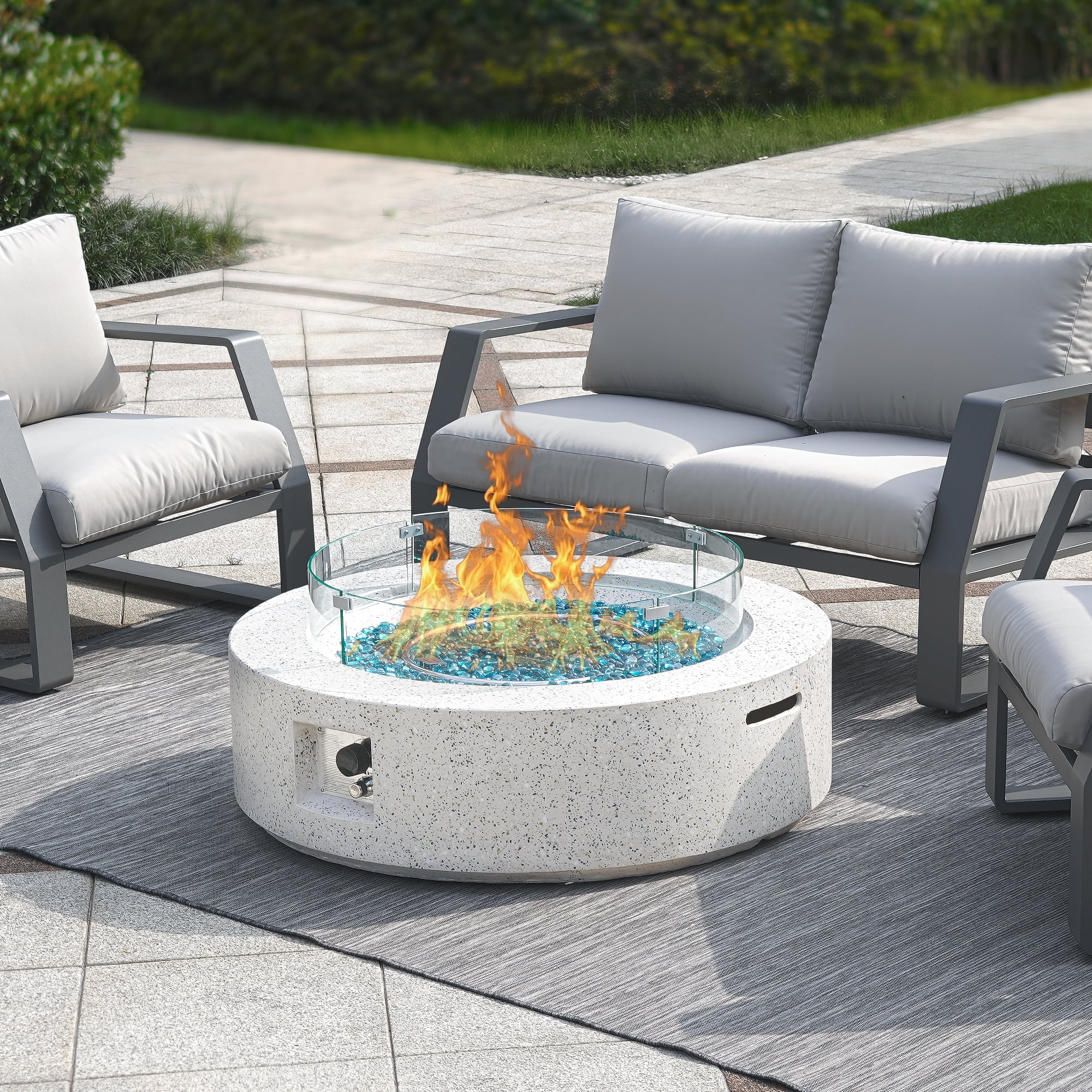 Boar 42 inch Round Propane Fire Pit Table, 50,000 Jamaica Ubuy