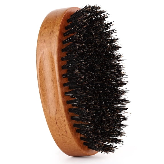 Boar Bristle Beard Wave Brush for Men, Firm Bristles Wood Palm Hairbrush for Mustache, Thin, Short Hair