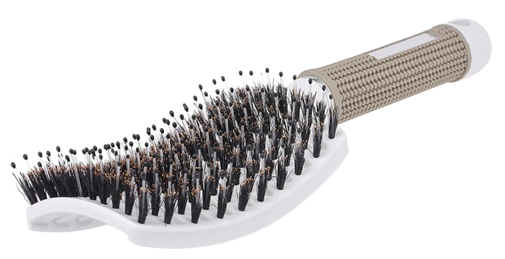 Boar Bristle Detangler Vent Brush Curved Vented Paddle Brush for Blow Drying, Antifrizz