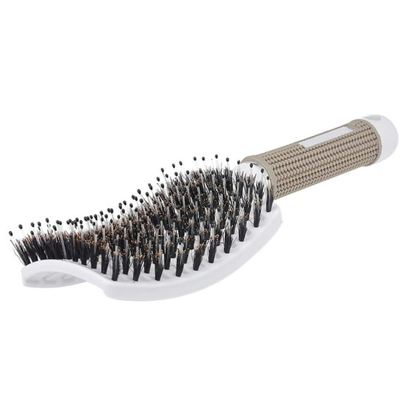 Boar Bristle Detangler Vent Brush Curved Vented Paddle Brush for Blow Drying, Anti-frizz Detangling Brush Styling Hairbrush Comb for Curly Fine Wavy Natural Tangled Hair, Wet or Dry Use