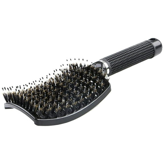 Boar Bristle Detangler Vent Brush Curved Vented Paddle Brush for Blow Drying, Anti-frizz Detangling Brush Styling Hairbrush Comb for Curly Fine Wavy Natural Tangled Hair, Wet or Dry Use