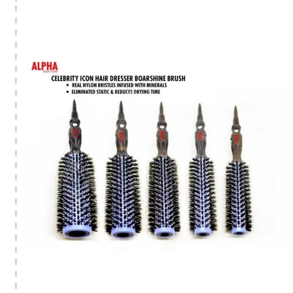 Professional round hair Brushes Ceramic, Wood, Boar Mixed Bristle , Ionic, Multicolor Alpha New York