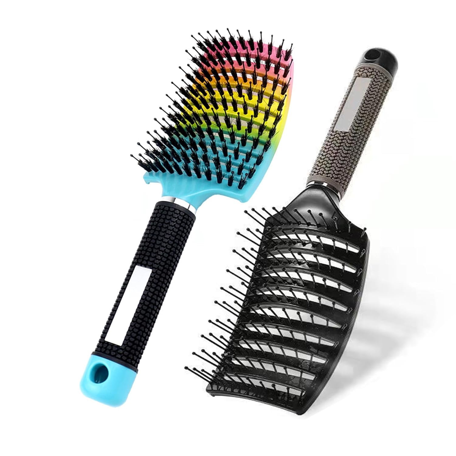 Boar Bristle Hair Brush Set Wet/Dry Brush for Curly Hair, Curved Vented Brush for Women, Men or