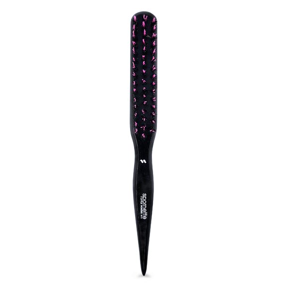 Boar Bristle Hair Brush for Women & Men - Little Wonder Small Teasing Brush - Create Slick Backs & Volume - Boar & Tourmaline Nylon Bristles for Back Brushing & Combing (Pink)