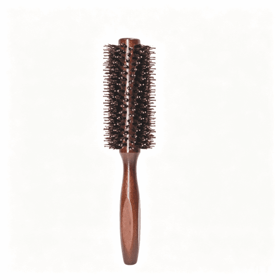 Boar Bristle Round Hair Brush with Solid Wood Handle, Nylon Mixed Bristles Blow Dry Styling Roller Brush for Curling, Volume, Bangs, Frizz Control for Women & Men