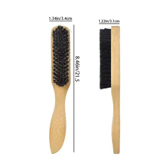 Boar Bristle Slick Back Hair Brush for Sleek Ponytail Bun & Smoothing Baby Hairs, Flyaways, Edge Control - Backcombing & Teasing