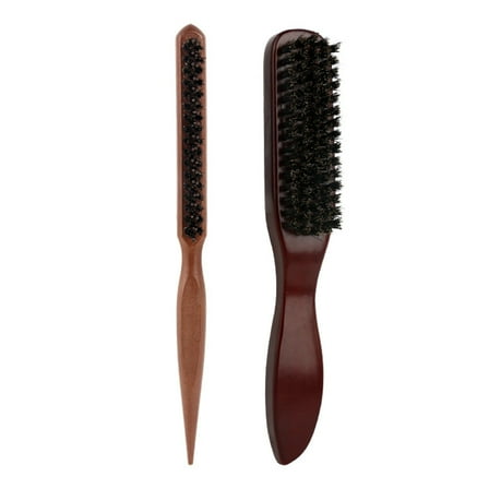 Boar Brush Set for Hair and Beard Styling with Wooden Handle Sleek Bun Wig Brush Detangling and Smoothing Tool