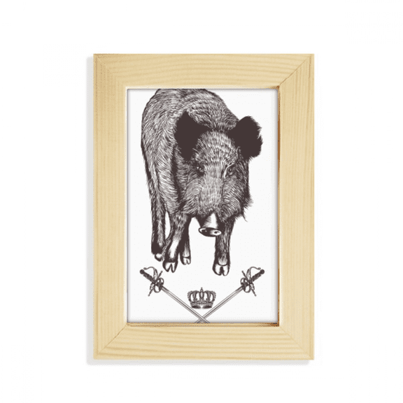 Boar Crown Animal Baroque Style Desktop Display Photo Frame Picture Art Painting 5x7 inch
