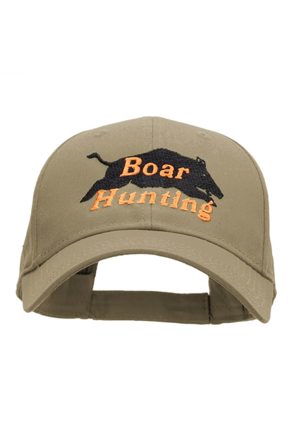 Boar Hunting Embroidered Low Profile Cap - Khaki OSFM