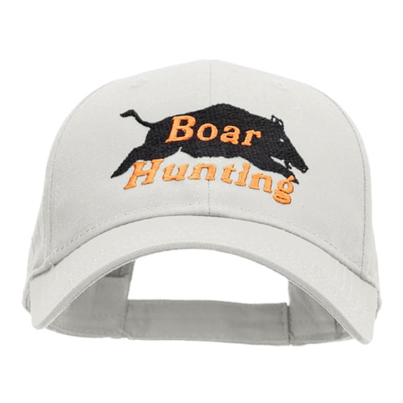Boar Hunting Embroidered Low Profile Cap - White OSFM