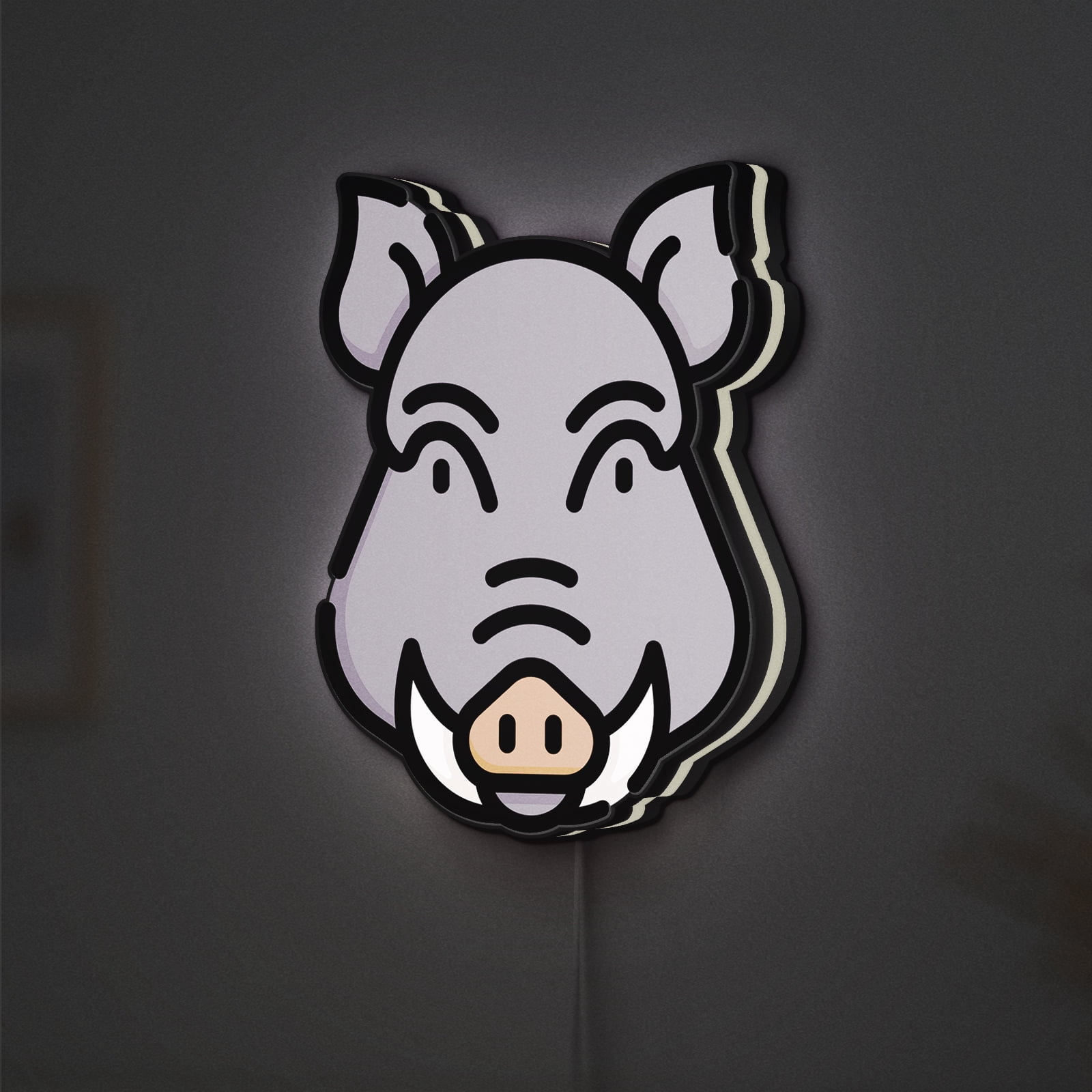 Boar LED Lightbox - Wild Savage Mammal Animal Decor, Custom Led Sign ...