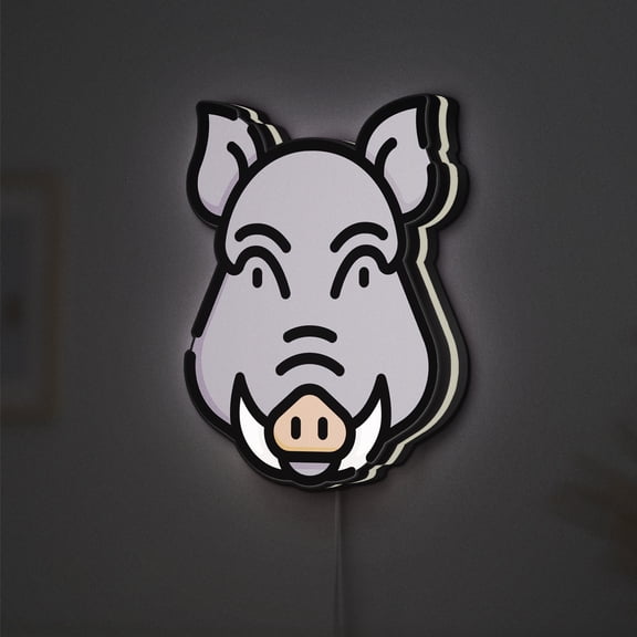 Boar LED Lightbox - Wild Savage Mammal Animal Decor, Custom Led Sign for Home Office Shop Decor (Width 12 inch, 30cm)