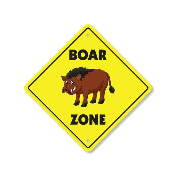 Boar Plastic Crossing Sign - 12 Inch X 12 Inch Xing Sign Gift Wild Animal Forest Pig Tusks Hunting Outdoor Nature Rustic Tough Survival