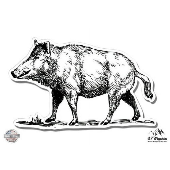 Boar Sketch - 8" Vinyl Sticker - For Car Laptop I-Pad - Waterproof Decal