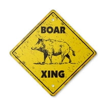 Boar Vintage Crossing Sign Zone Xing | Indoor/Outdoor Plastic | 14" Tall rustic pig hog wild hunter hunt tusk trap kill