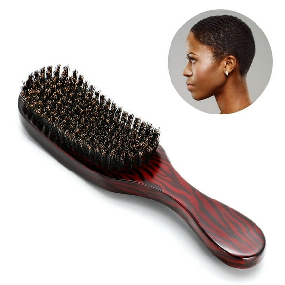Boar Wave Brush for Men and Barbers Hard Bristles for Thick Coarse Hair Use for Detangling, Smoothing, Wave Styles, Soft on Scalp, Restore Shine and Texture