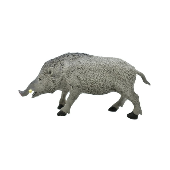 Boar, Wild Pig, Grey, Plastic Animal, Educational, Realistic Hand Painted Figure, Lifelike Model, Figurine, Replica, Gift, 5 1/2" F159 B24