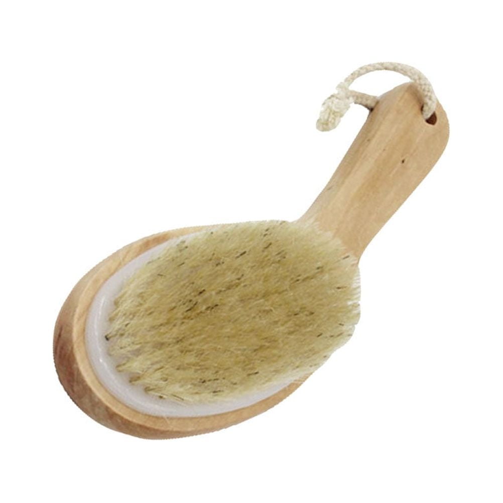 Boar bristle bath brush Natural Boar Bristle Body Brush with Wooden