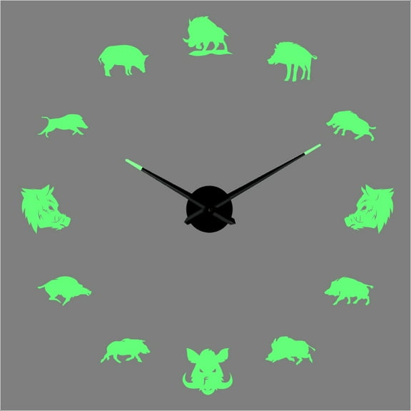Boar silhouette DIY creative Different Frameless Luminous Wall Clock decor Home decoration Modern gifts - 27 inch