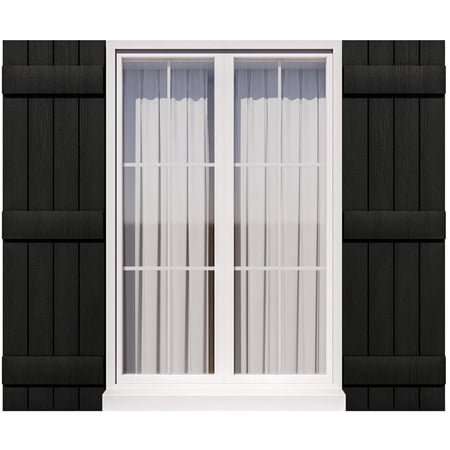 Board and Batten Exterior Window Shutters - Weather-Resistant Polypropylene - Easy DIY Install with 24 Pcs Shutter Fasteners - Compatible with Vinyl and Brick Surfaces - 14.5"W x 31"H - Black