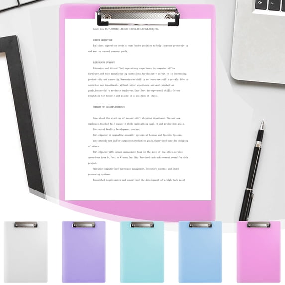 Board Clip Writing Pad - Transparent Plastic, Shatter-resistant Design, Portable Document Holder, Office Educational Organization Aid, Topliu