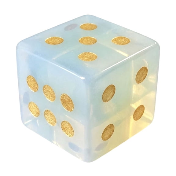 Board Game Accessories, Natural Polished Crystal 6 Sided Dice With Gold Pips, Healing Crystal Dice for Tarot Divination Tabletop Games Home Decor