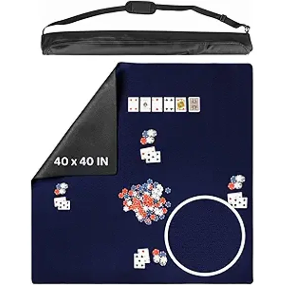 Board Game Mat for Tables, Table Cover for Mahjong, Poker, Playing Cards - B;lue, 40 x 40 in