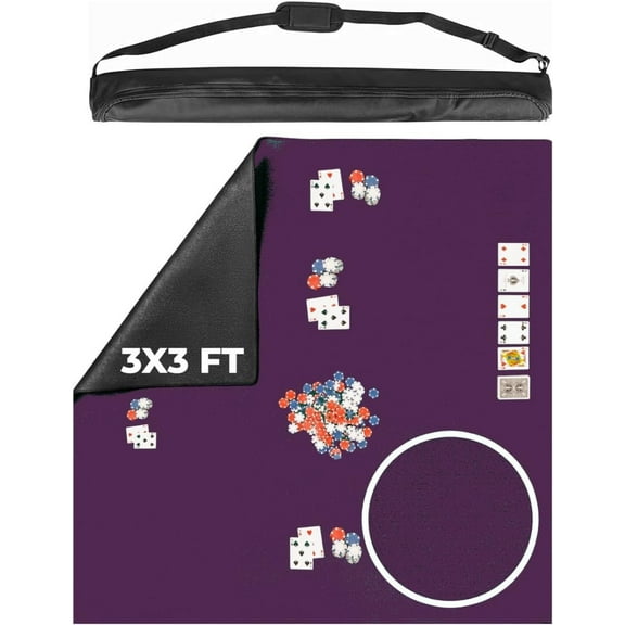 Board Game Mat for Tables, Table Cover for Mahjong, Poker, Playing Cards - Burgundy, 36 In