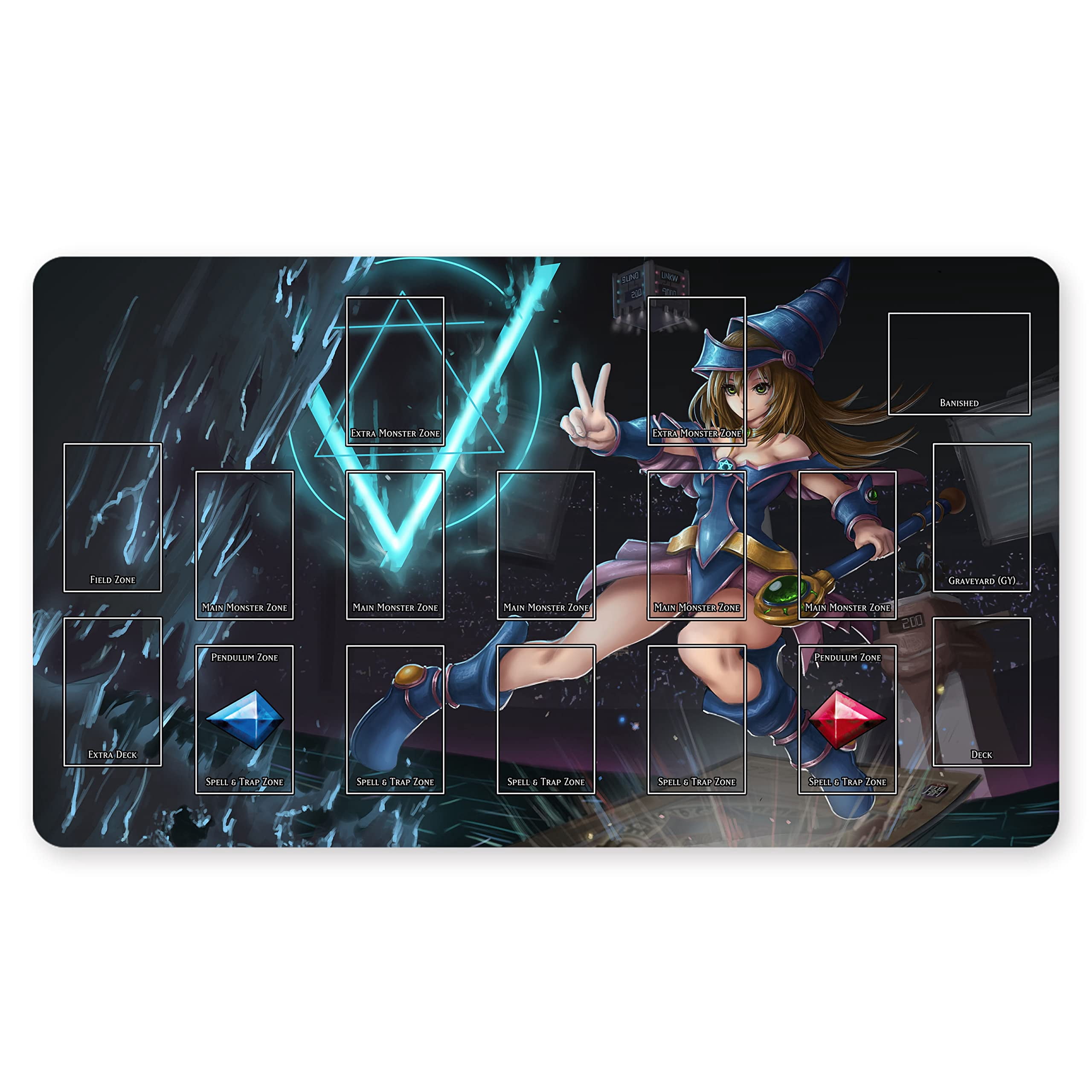 TCG Playmat 24x14 Inches - Compatible With MTG, Pokémon, Card Games, Non-Slip Rubber Bottom (Black Lotus Design)