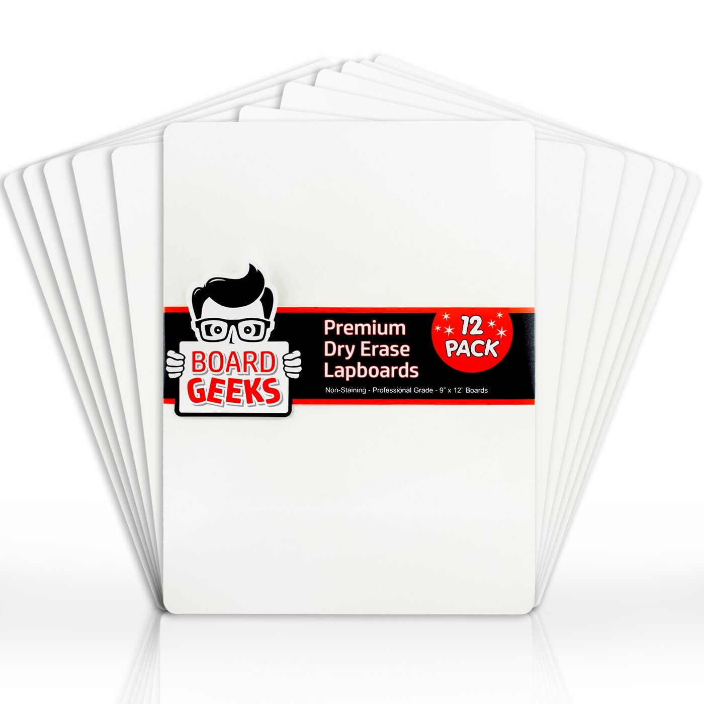 Board Geeks Classroom Dry Erase Boards 9"x12" Double Sided, Small, Bulk Pack (12 Pk)