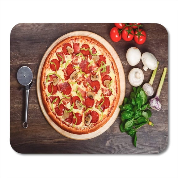 Board Green Bacon Fresh Vegetables on Dark Wood Basil Mousepad Mouse Pad Mouse Mat 9x10 inch