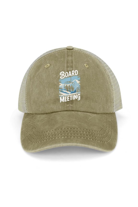 Board Meeting Khaki Baseball Cap for Men Women, Adjustable Snapback Hats Trucker Hat