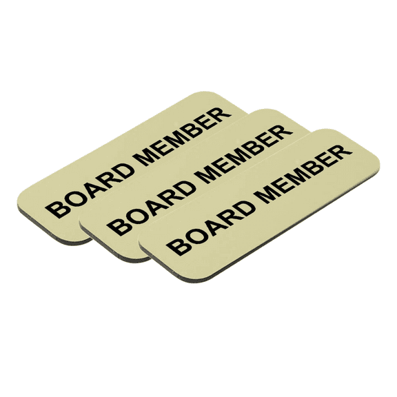 Board Member 1 x 3" Name Tag/Badge, Brushed Gold, (3 Pack)