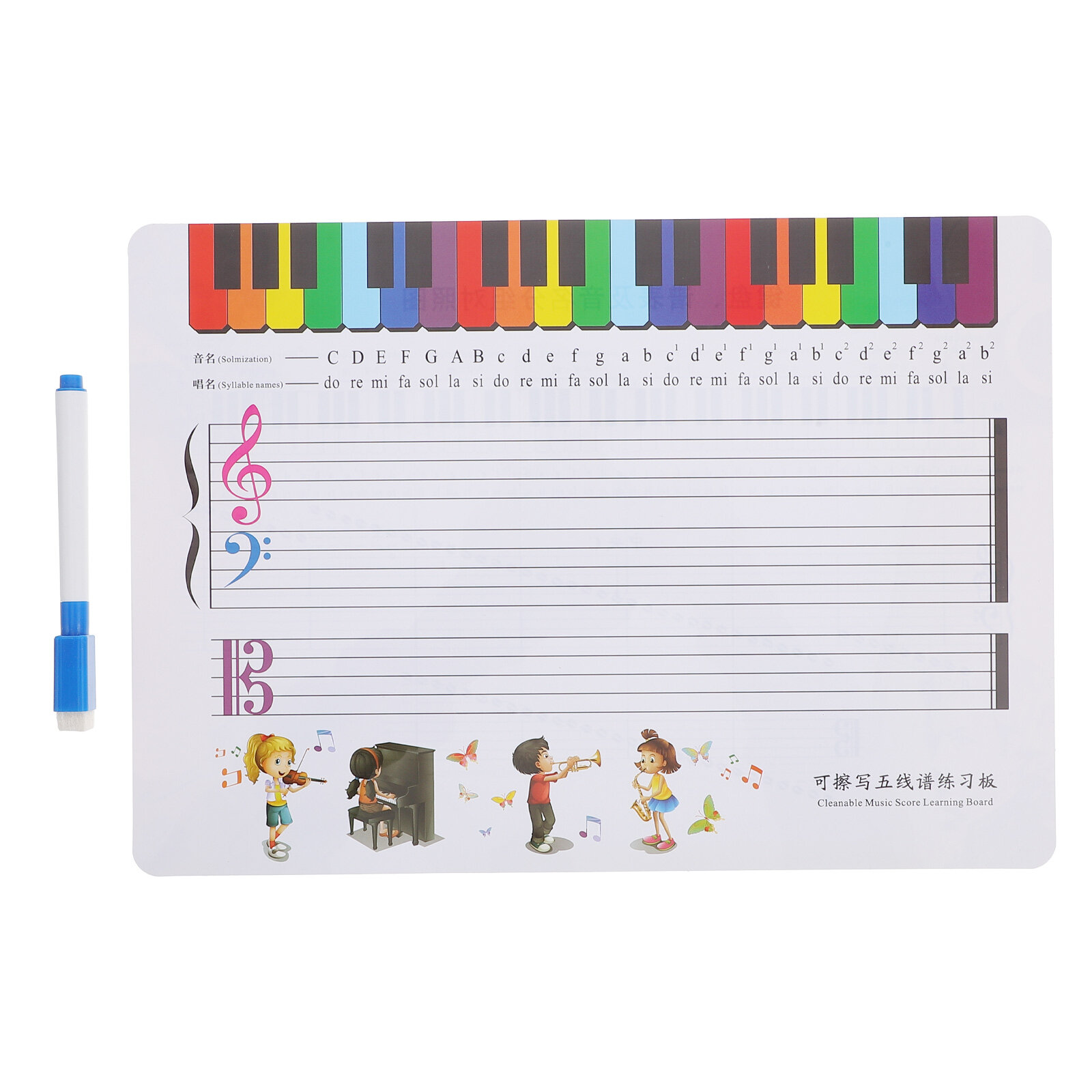 Board Music Whiteboard Dry Keyboard Lapboard White Erase Reusable