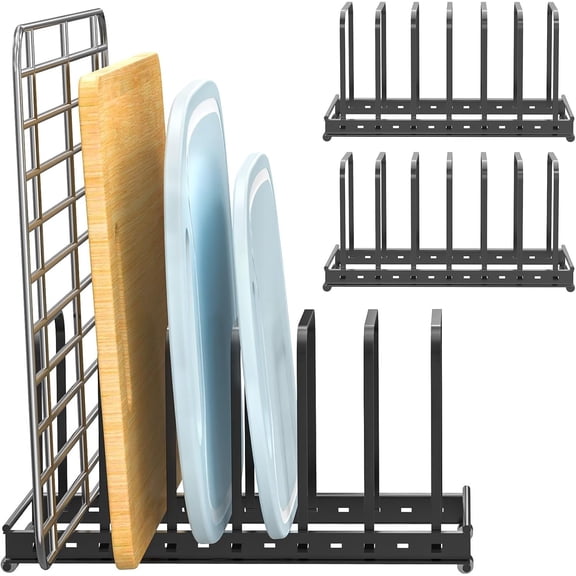 Board Organizer, 2-Pack Baking Sheet Holder Rack - Metal Adjustable Bakeware Organizer Holder for Pot Pan Divider Kitchen Cabinet Countertop Organization Storage Choice