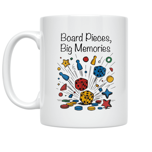 Board Pieces Big Memories Design - Board Game Enthusiast - 11 oz Ceramic Coffee Mug