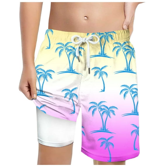 Board Shorts Boys No Liner Boys Swim Trunks with Mesh Liner Toddler Board Short Teen Boys Beachwear Swimsuit Short Bathing for Kids Size 16M-10T