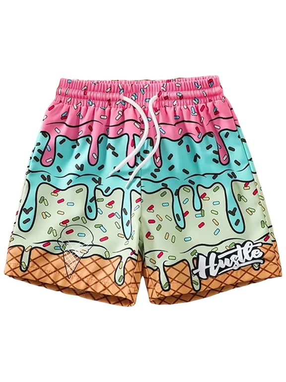 Board Shorts Boys Workout Ice Cream Boy Baseball Shorts Waffle Or Cone Preppy Shorts,Kids Youth Ice Cream Drip Track Short Pants