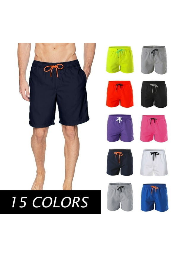 Board Shorts Swim Trunks for Men Sports Net Dry Quick With Inner Casual Swimwear Bathing Suits Beach Bottom Shorts Black Saving Clearance