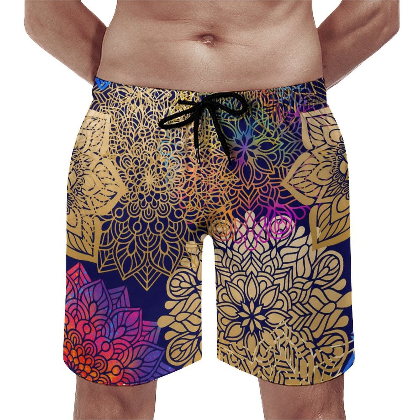 Board Shorts Vintage Ethnic Tribal Retro Swimming Trunks Retro Floral — free download