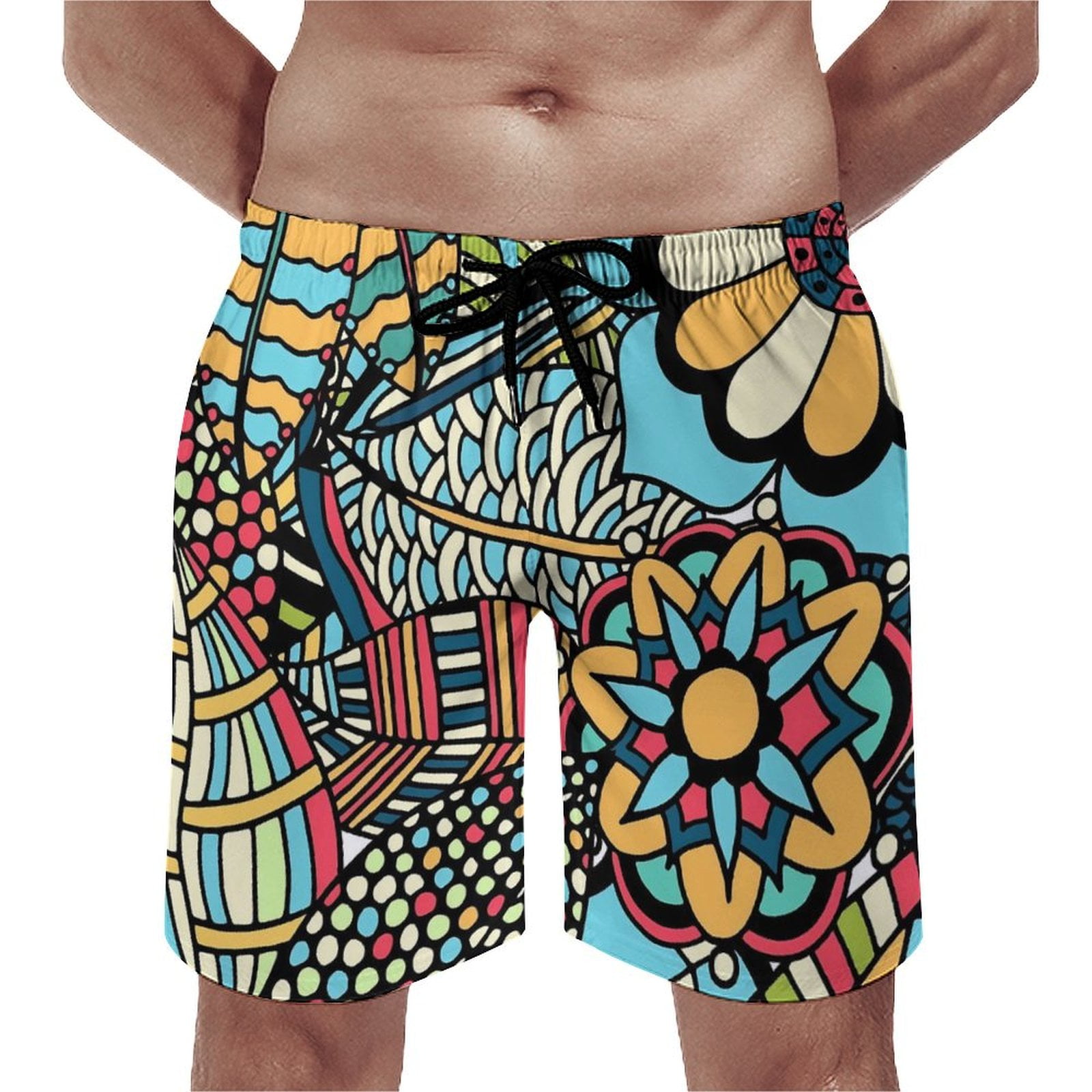 Board Shorts Vintage Ethnic Tribal Retro Swimming Trunks Retro Floral — free download
