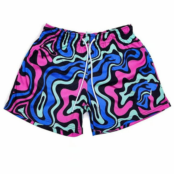 Board Shorts for Mens Athletic-Fit Graphic Print Beach Shorts Sweatshorts Men L