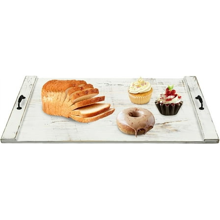 Board Stove Cover, Wooden Stove Top Covers for Electric Stove & Gas Burner with Handles, Stove Burner Covers Decorative Tray for Kitchen (White, 21.65''x30.3'')