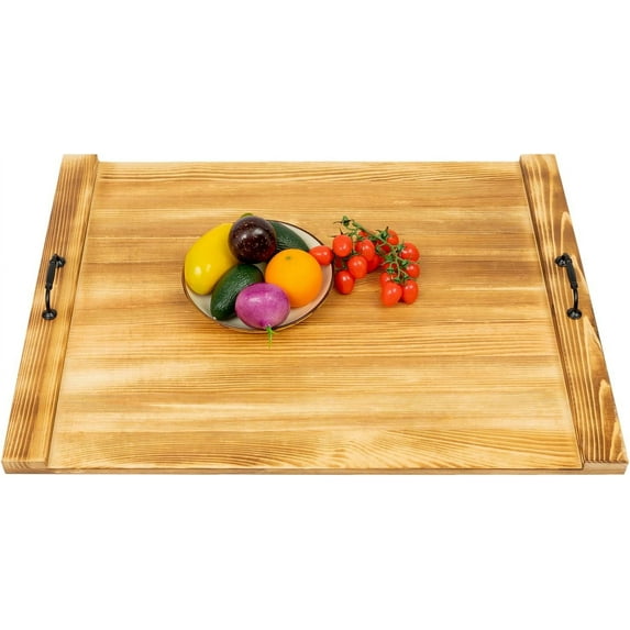 Board Stove Cover, Wooden Stove Top Covers for Electric Stove & Gas Burner with Handles, Stove Burner Covers Decorative Tray for Kitchen (Wood, 30''x22'')