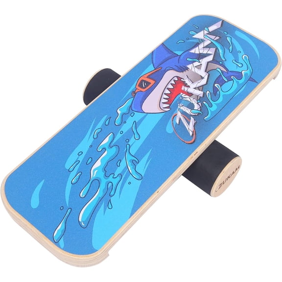 Board Trainer, Wooden Balancing Board with Workout Guide to Exercise and Build Core Stability, Wobble Board for Skateboard, Hockey, Snowboard & Surf