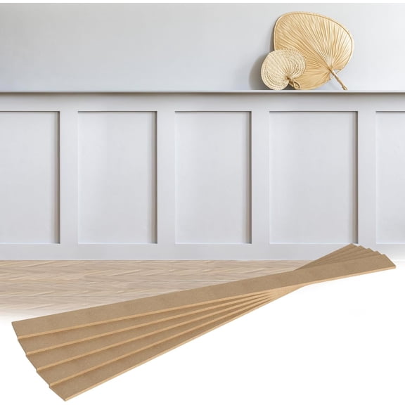 Board and Batten Wall Panel Kit 94.5 in L x 47.2 in W MDF Paintable Decorative Wainscoting Panel
