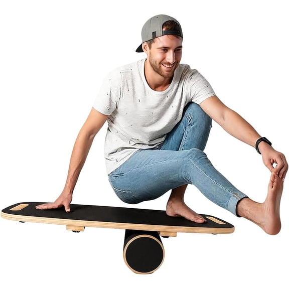 Board for Adults | Wobble Board with Adjustable Stoppers - 3 Different Distance Options | Wooden Boards for Improve , Surf Trainer & Physical