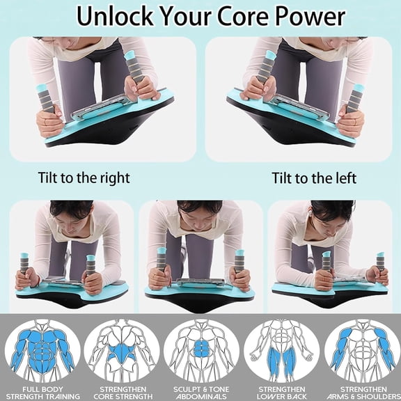 Board for  Workout, Portable Plank Support with 4 Caster Wheels, Convertible Abdominal Board, Home Fitness Equipment for Full Body Exercise